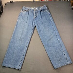 DKNY Jeans Vintage 90s Wide Leg High Rise Button Fly Denim Womens Med Wash Sz 12
